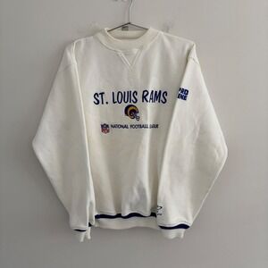 Vintage Logo Athletic NFL Pro Line St Louis Rams Sweatshirt White Mens Medium